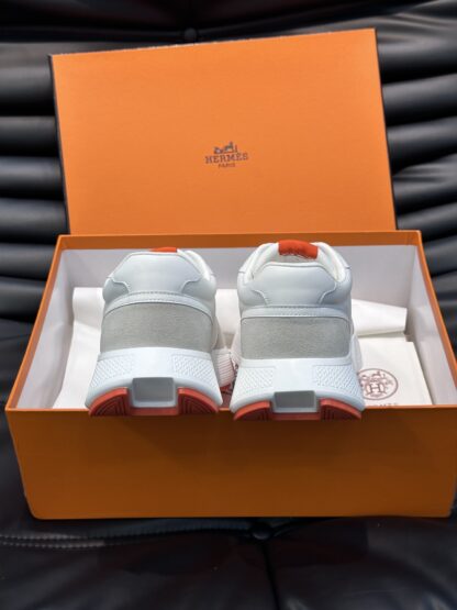 Hermes Men's Comfortable Soft White Gray Casual Sports Shoes - Image 8