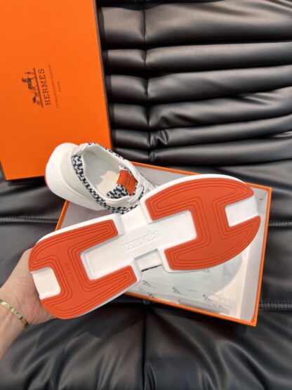 Hermes men's comfortable and soft white, black and orange color matching casual sports shoes - Image 8