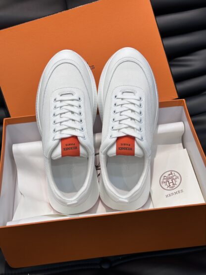 Hermes Men's Comfortable Soft White Casual Sneakers - Image 8
