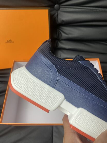 Hermes Men's Comfortable Soft Dark Blue Casual Sneakers - Image 8