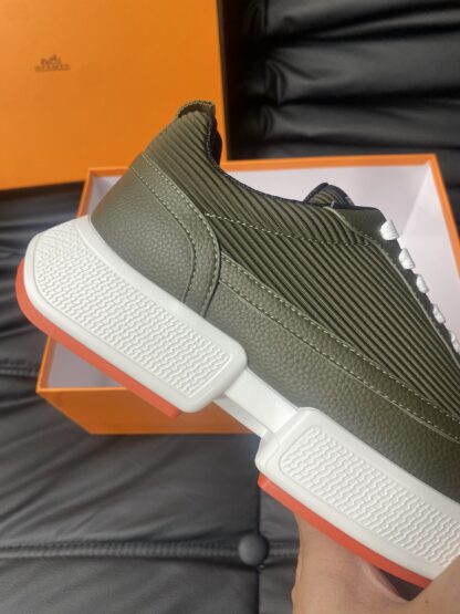 Hermes Men's Comfortable Soft Dark Green Casual Sneakers - Image 8