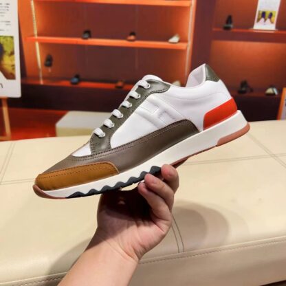 Hermes white brown French Paris catwalk simple casual shoes - Image 8