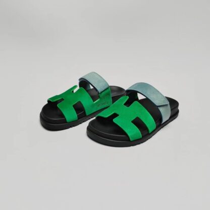 Hermès couple blue-green woven sandals - Image 7