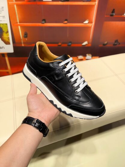 Hermes black and white French Paris catwalk simple casual shoes - Image 8