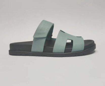 Hermès Couple Grey Blue Braided Slippers - Image 8