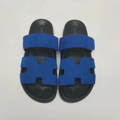 Hermès Couple's Dark Blue Braided Slippers - Image 8