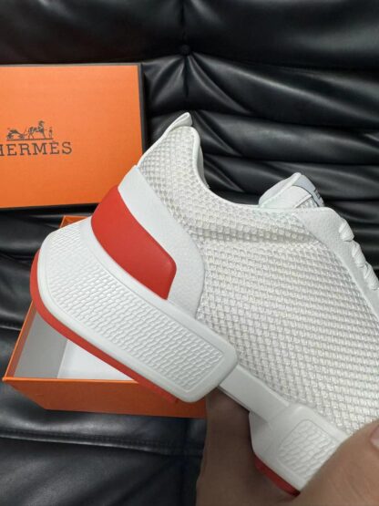 Hermes leather mesh breathable white high-end temperament casual shoes - Image 8