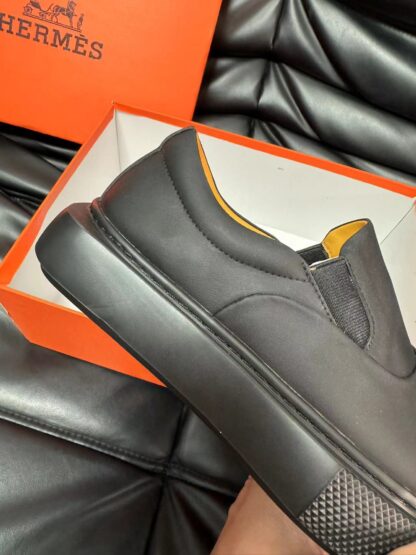 Hermès black leather luxury loafers - Image 8