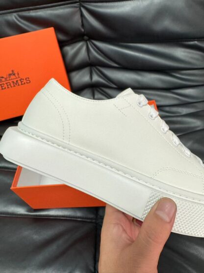Hermes white leather high-end casual shoes - Image 8