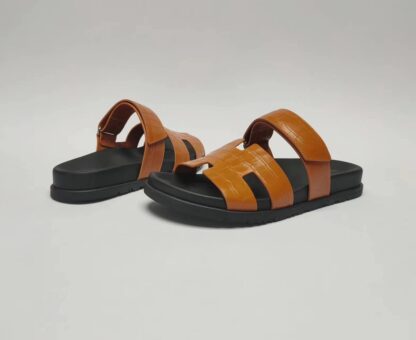 Hermès Couple's Earth-Colored Braided Slippers - Image 8
