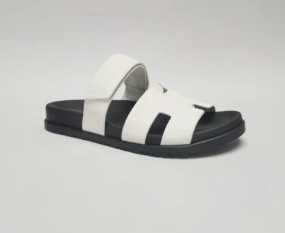 Hermès Couple Braided White and Black Slippers - Image 4