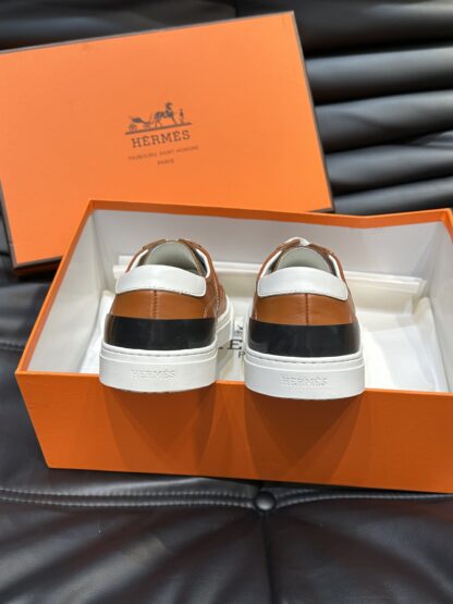 Hermès Men's Dark Brown Comfort Low-Top Casual Sneakers - Image 8
