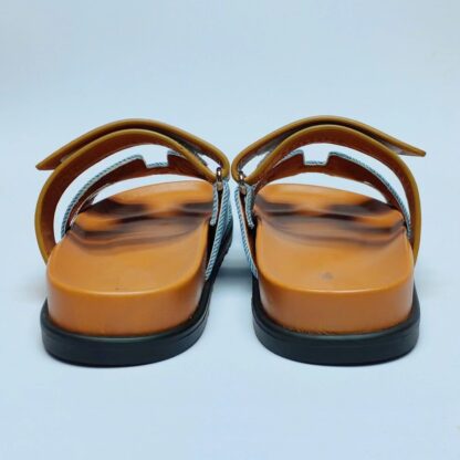 Hermès Couple Braided Brown and Blue Slippers - Image 8