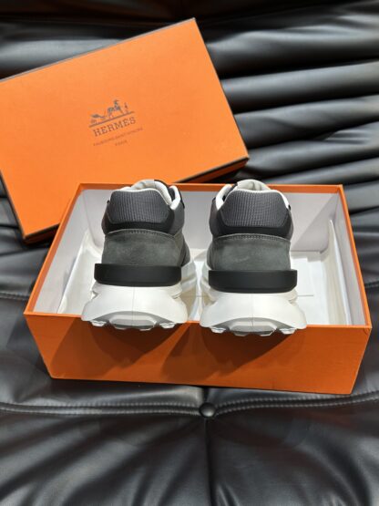 Hermes men's thick-soled gray and black fashion casual sports shoes - Image 8