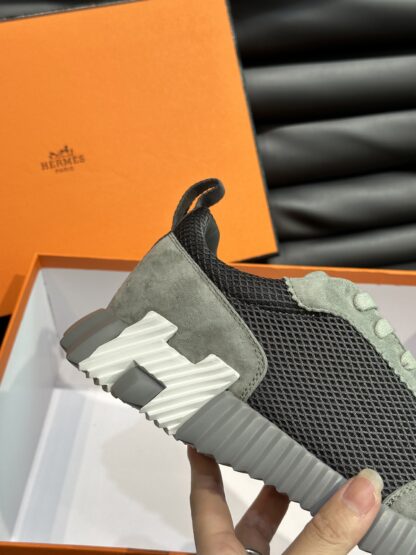 Hermes grey and black all-match casual sneakers - Image 8