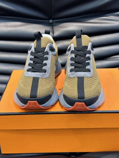 Hermes high-end men's fashion yellow-gray casual breathable simple sports shoes - Image 8