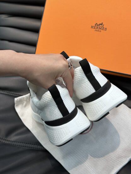 Hermes high-end men's fashion white and black casual breathable simple sports shoes - Image 8