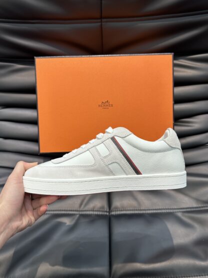 Hermès men's lightweight low-top white and gray casual sneakers - Image 8
