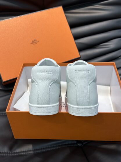 Hermès men's white and blue color matching soft and comfortable high-top casual sports shoes - Image 8