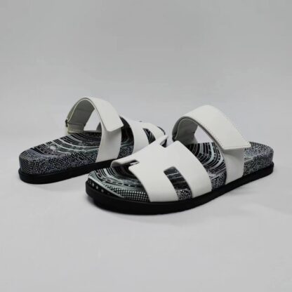Hermès Couple Braided Black and White Slippers - Image 8
