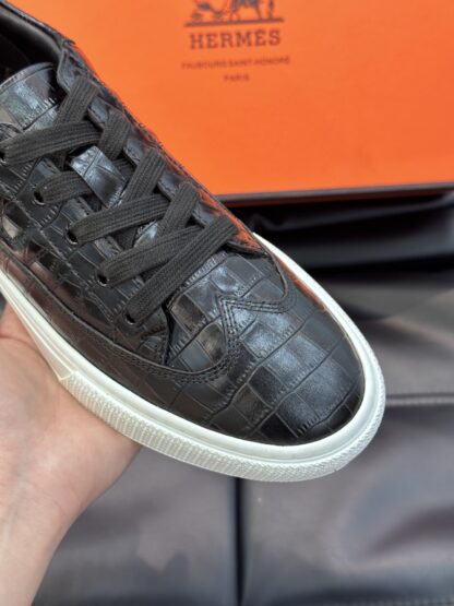 Hermès Men's Soft Lightweight Black Low-Top Casual Sneakers - Image 8