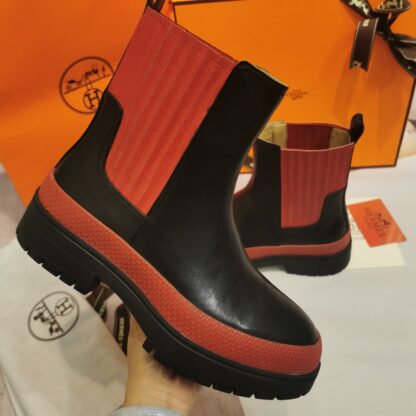 Hermes autumn and winter comfortable leg-modifying black short boots with a heel height of 4cm - Image 7