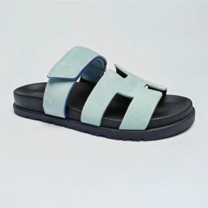 Hermès classic blue-grey couple woven slippers - Image 8