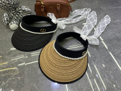 Dior lace pearl grass sunscreen black vinyl empty top hat - Image 9