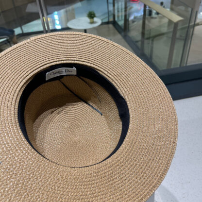 Dior Flat Bucket Hat Simple Straw Hat - Image 9