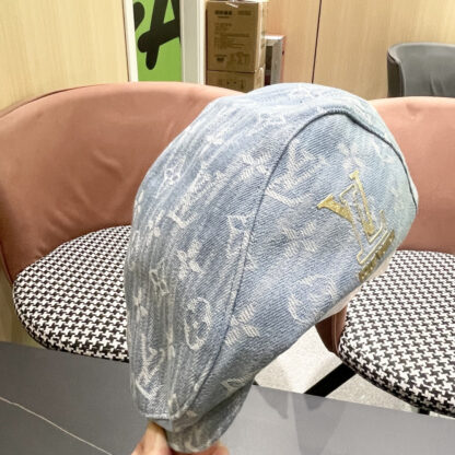 Louis Vuitton fashionable versatile denim jacquard beret breathable sun hat - Image 8