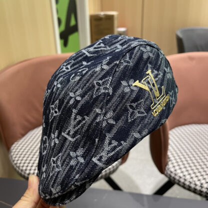 Louis Vuitton fashionable versatile denim jacquard beret breathable sun hat - Image 8
