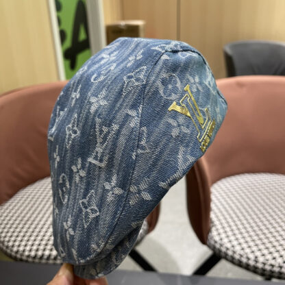 Louis Vuitton fashionable versatile denim jacquard beret breathable sun hat - Image 8