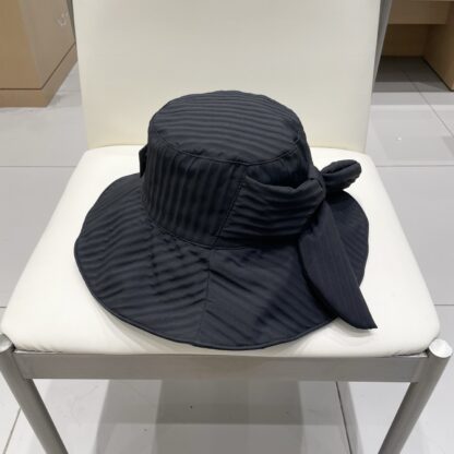 Hermes striped bow leisure versatile bucket hat - Image 7