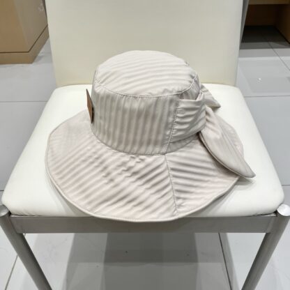 Hermes striped bow leisure versatile bucket hat - Image 7