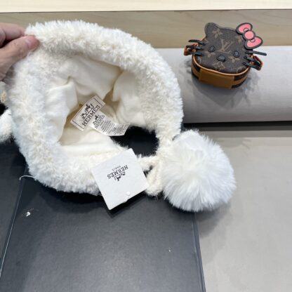 Hermes autumn and winter thick warm cute bear ears knitted hat - Image 8