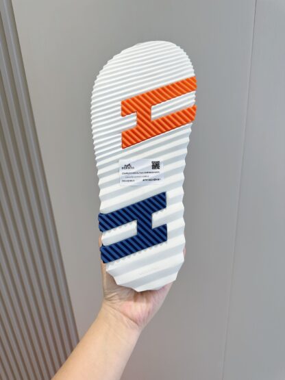 Hermès orange and blue color matching men's cross ultra-light and comfortable slippers - Image 8