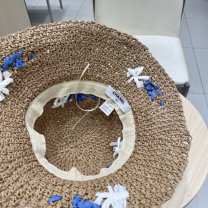 Chanel Handmade Straw Flower Sun Hat - Image 7