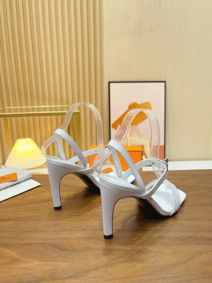 Hermès new pure handmade white comfortable stiletto sandals - Image 8