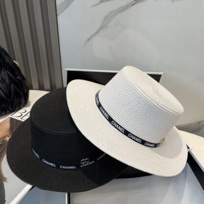 Chanel versatile high-end flat top straw hat - Image 8