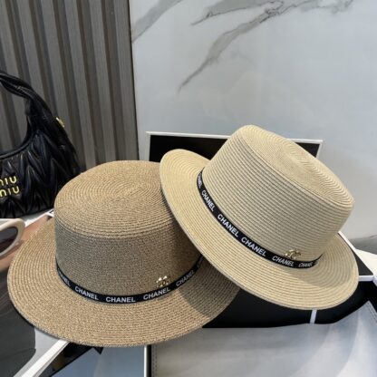 Chanel all-match high-end flat top straw hat - Image 8