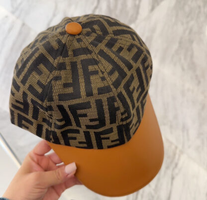 Fendi Fashion Leather Trim Baseball Cap - Image 9