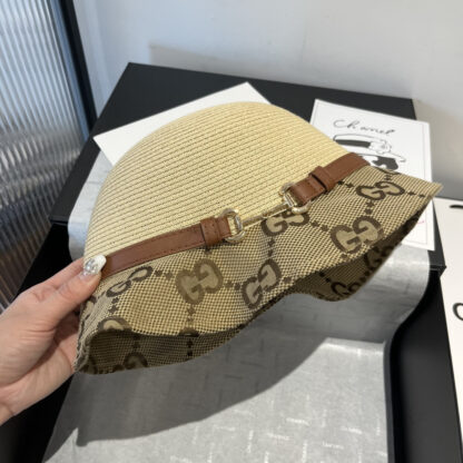 Gucci leather belt style straw hat - Image 8