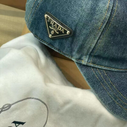 Prada Denim Gradient Washed Baseball Cap - Image 8