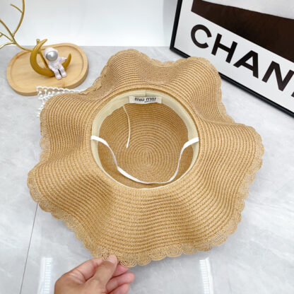 Miu Miu Straw Hat with Lace - Image 9