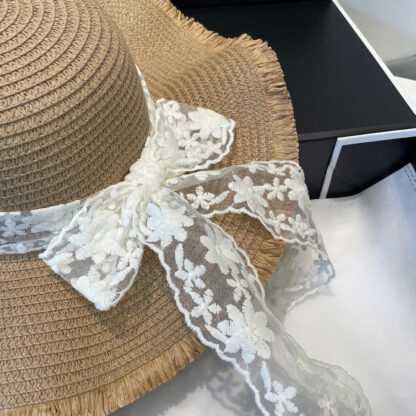 Miu Miu Straw Hat with Lace - Image 8