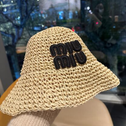 Miu Miu Woven Hollow Bucket Hat - Image 9