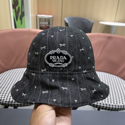 Prada Bow Denim Bucket Hat - Image 8
