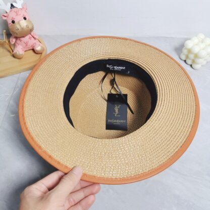 Yves Saint Laurent popular flat top straw hat - Image 8