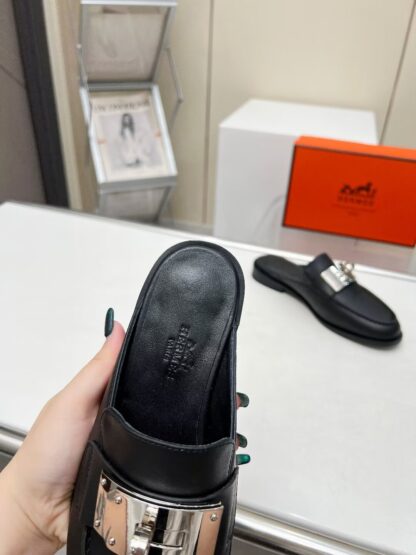 Hermès classic black half-slippers - Image 8