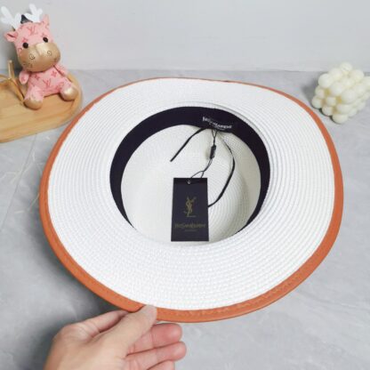 Yves Saint Laurent popular flat top straw hat - Image 8